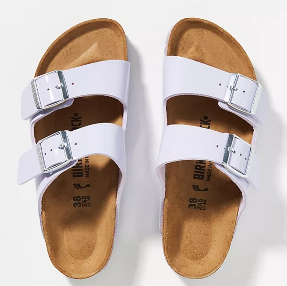 Birkenstock White Arizona Two-Strap Sandals
